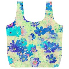 Cosmos Flowers Blue Full Print Recycle Bag (xl) by DinkovaArt