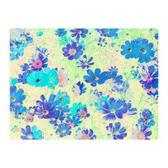 Cosmos Flowers Blue Double Sided Flano Blanket (mini)  by DinkovaArt