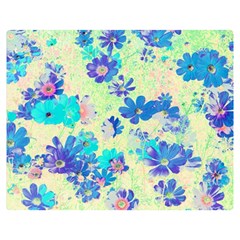 Cosmos Flowers Blue Double Sided Flano Blanket (medium)  by DinkovaArt