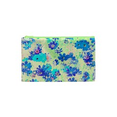 Cosmos Flowers Blue Cosmetic Bag (xs) by DinkovaArt