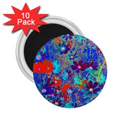 Cosmos Flowers Blue Red 2 25  Magnets (10 Pack)  by DinkovaArt