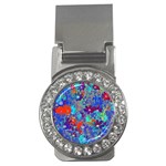 Cosmos Flowers Blue Red Money Clips (CZ)  Front