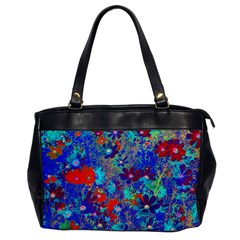 Cosmos Flowers Blue Red Oversize Office Handbag by DinkovaArt