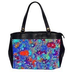 Cosmos Flowers Blue Red Oversize Office Handbag (2 Sides) by DinkovaArt