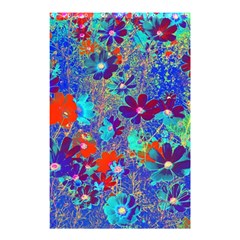 Cosmos Flowers Blue Red Shower Curtain 48  X 72  (small)  by DinkovaArt