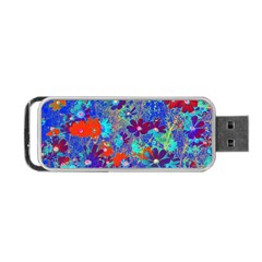 Cosmos Flowers Blue Red Portable Usb Flash (two Sides) by DinkovaArt