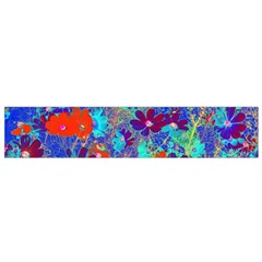 Cosmos Flowers Blue Red Small Flano Scarf by DinkovaArt