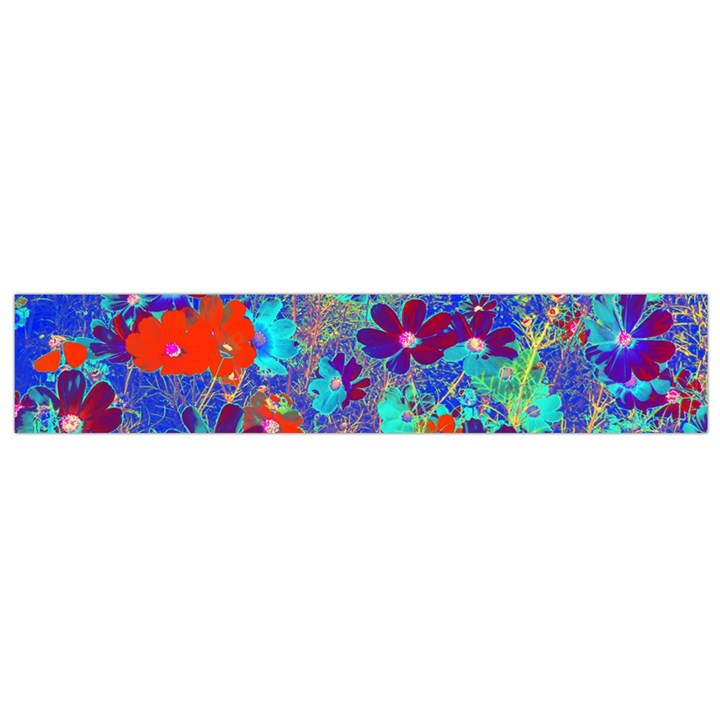 Cosmos Flowers Blue Red Small Flano Scarf