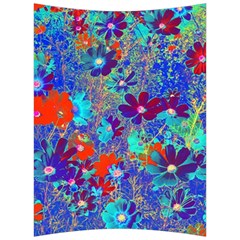 Cosmos Flowers Blue Red Back Support Cushion by DinkovaArt