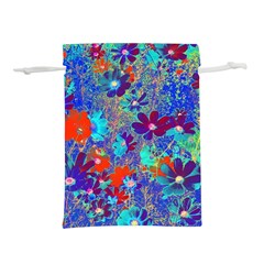 Cosmos Flowers Blue Red Lightweight Drawstring Pouch (s) by DinkovaArt