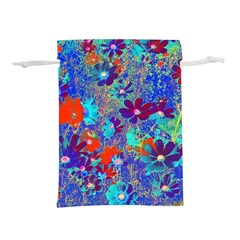 Cosmos Flowers Blue Red Lightweight Drawstring Pouch (l) by DinkovaArt