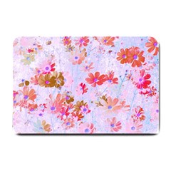 Cosmos Flowers Pink Small Doormat  by DinkovaArt