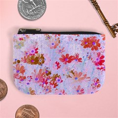 Cosmos Flowers Pink Mini Coin Purse by DinkovaArt