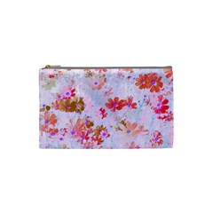 Cosmos Flowers Pink Cosmetic Bag (small) by DinkovaArt