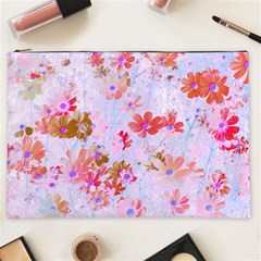 Cosmos Flowers Pink Cosmetic Bag (xxl) by DinkovaArt