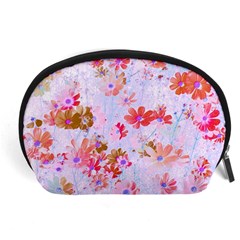 Cosmos Flowers Pink Accessory Pouch (large) by DinkovaArt