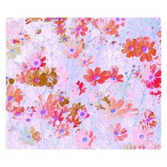 Cosmos Flowers Pink Double Sided Flano Blanket (small)  by DinkovaArt