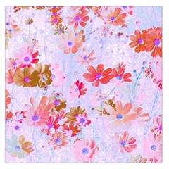 Cosmos Flowers Pink Large Satin Scarf (square) by DinkovaArt