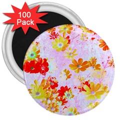 Cosmos Flowers Orange 3  Magnets (100 Pack) by DinkovaArt