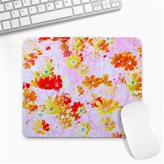 Cosmos Flowers Orange Large Mousepads by DinkovaArt