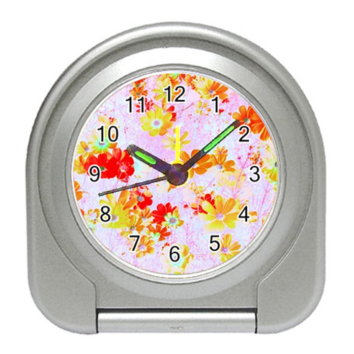 cosmos flowers orange Travel Alarm Clock