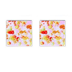 Cosmos Flowers Orange Cufflinks (square) by DinkovaArt