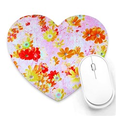 Cosmos Flowers Orange Heart Mousepads by DinkovaArt