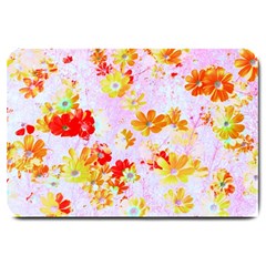 Cosmos Flowers Orange Large Doormat  by DinkovaArt