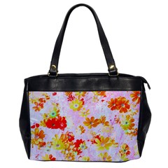 Cosmos Flowers Orange Oversize Office Handbag by DinkovaArt