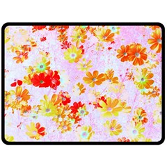 Cosmos Flowers Orange Fleece Blanket (large)  by DinkovaArt