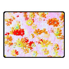 Cosmos Flowers Orange Double Sided Fleece Blanket (small)  by DinkovaArt