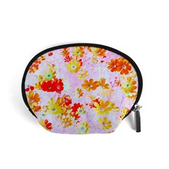 Cosmos Flowers Orange Accessory Pouch (small) by DinkovaArt