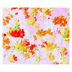 Cosmos Flowers Orange Double Sided Flano Blanket (small)  by DinkovaArt