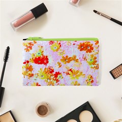 Cosmos Flowers Orange Cosmetic Bag (xs) by DinkovaArt