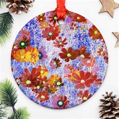 Cosmos Flowers Brown Ornament (round) by DinkovaArt