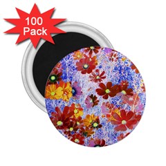 Cosmos Flowers Brown 2 25  Magnets (100 Pack)  by DinkovaArt