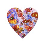 Cosmos Flowers Brown Heart Magnet Front