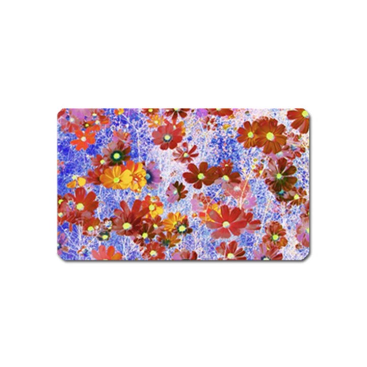 Cosmos Flowers Brown Magnet (Name Card)