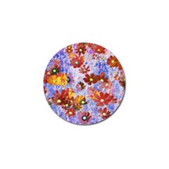 Cosmos Flowers Brown Golf Ball Marker (4 Pack) by DinkovaArt