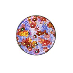 Cosmos Flowers Brown Hat Clip Ball Marker (4 Pack) by DinkovaArt