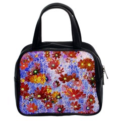 Cosmos Flowers Brown Classic Handbag (two Sides) by DinkovaArt