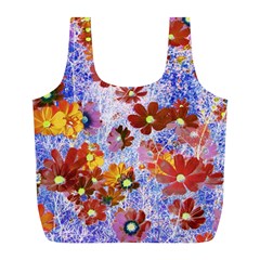 Cosmos Flowers Brown Full Print Recycle Bag (l) by DinkovaArt