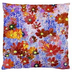 Cosmos Flowers Brown Large Flano Cushion Case (two Sides) by DinkovaArt