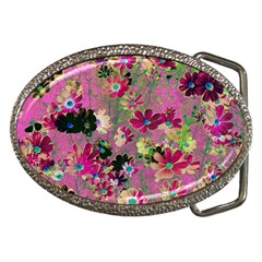 Cosmos Flowers Dark Red Belt Buckles by DinkovaArt