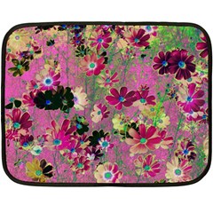 Cosmos Flowers Dark Red Fleece Blanket (mini) by DinkovaArt