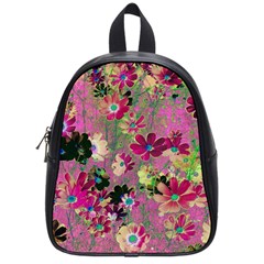 Cosmos Flowers Dark Red School Bag (small) by DinkovaArt