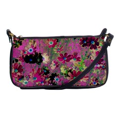 Cosmos Flowers Dark Red Shoulder Clutch Bag by DinkovaArt