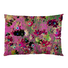 Cosmos Flowers Dark Red Pillow Case (two Sides) by DinkovaArt