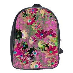 Cosmos Flowers Dark Red School Bag (xl) by DinkovaArt