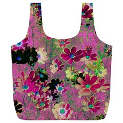 Cosmos Flowers Dark Red Full Print Recycle Bag (xl) by DinkovaArt